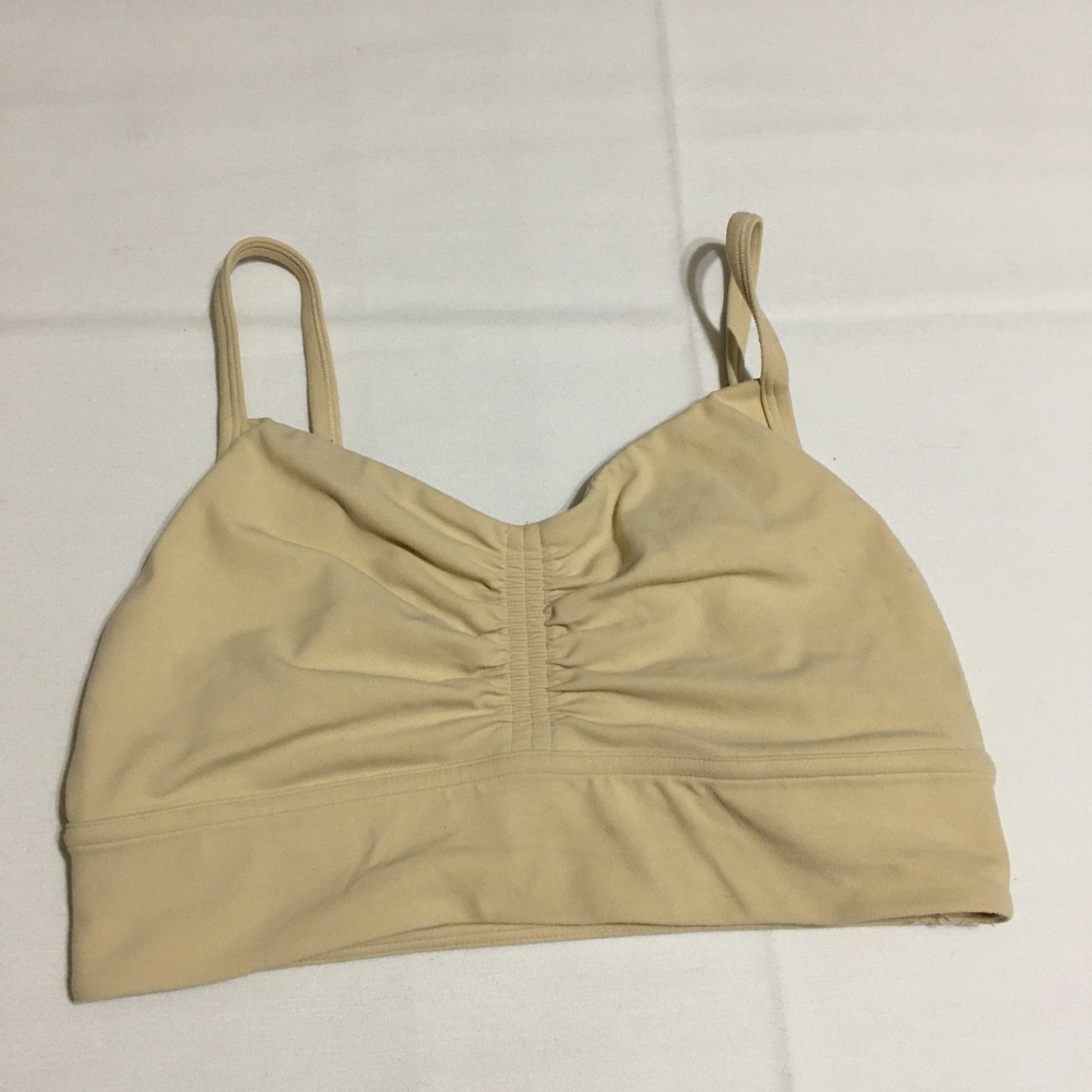 Lululemon Nulu Front-Gather Yoga Bra Womens Size 6 Tan Ruched Sports Bra